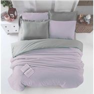 Mira Home Four Season Lila Gri Pamuklu Çift Kişilik Lastikli Çarşaflı Nevresim Takımı