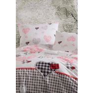 Mira Home Patchwork Love Çift Kişilik Lastikli Çarşaflı Pamuklu Nevresim Takımı