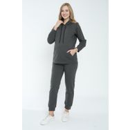 Miss Dünya Lissa Antrasit Hamile Ve Lohusa Kapüşonlu Sweatshirt Eşofman Takım