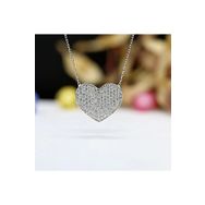 Mistik Silver Beyaz Taşlı Gümüş Kalp Kolye