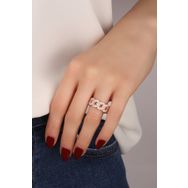 Mistik Silver Gurmet Zincir Modeli Taşlı Gümüş Yüzük