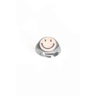 Mistik Silver Pembe Mineli Gülen Emojili Gümüş Yüzük