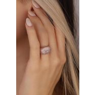 Mistik Silver Pembe Taşlı Kalıp Gümüş Yüzük