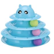 Mixpet 24.5x19.5 cm Kedi Başlıklı Üç Katlı Dönen Toplu Kedi Oyuncağı