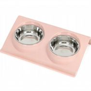 Mixpet 2'li Pembe 37.5x24x7.5 cm Renkli Çelik Kaseli Mama ve Su Kabı