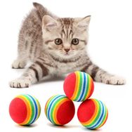 Mixpet Small 3.5 cm 4 Adet Gökkuşağı Renkli Kedi Oyun Topu