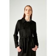 Mizalle 18KGMZL1023003 Siyah Süet Kadın Trençkot