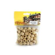 Mk Model 5743354 Yuvarlak Parlak Ahşap Boncuk 14 mm 50 Adet Maket Aksesuarı