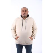Moc Grande 11700 Bej Büyük Beden Basic Kapüşonlu Erkek Sweatshirt