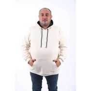 Moc Grande 11700 Bej Melanj Büyük Beden Basic Kapüşonlu Erkek Sweatshirt