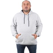 Moc Grande 11700 Gri Melanj Büyük Beden Basic Kapüşonlu Erkek Sweatshirt