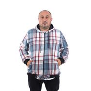 Moc Grande 22201 Mavi Büyük Beden Fermuarlı Cep Oduncu Erkek Sweatshirt