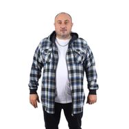 Moc Grande 22203 Mavi Büyük Beden Kapüşonlu Çift Cep Oduncu Erkek Sweatshirt