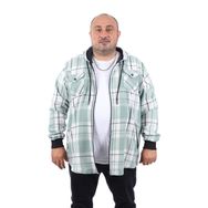 Moc Grande 22205 Yeşil Büyük Beden Çift Cep Kapüşonlu Erkek Sweatshirt