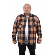 Moc Grande 22214 Kahverengi Çift Cep Kapaklı Dama Desenli Oduncu Erkek Gömlek
