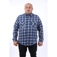 Moc Grande 22217 Saks Çift Cep Kapaklı Small Plaid Oduncu Erkek Gömlek