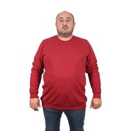 Moc Grande 22703 Bordo Büyük Beden Bisiklet Yaka Deri Arma Erkek Sweatshirt