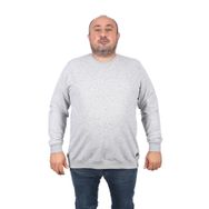 Moc Grande 22703 Gri Büyük Beden Bisiklet Yaka Deri Arma Erkek Sweatshirt