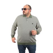 Moc Grande 22714 Haki Büyük Beden Polo Yaka Erkek Sweatshirt