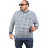 Moc Grande 22715 Indigo Büyük Beden Bisiklet Yaka Erkek Sweatshirt