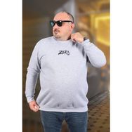 Moc Grande 22732 Gri Melanj Büyük Beden Zero Baskılı Erkek Sweatshirt