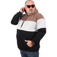 Moc Grande 22736 Taba Büyük Beden Parçalı Kapüşonlu Erkek Sweatshirt