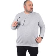 Moc Grande 22742 Gri Melanj Büyük Beden V Design Erkek Sweatshirt