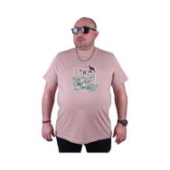 Moc Grande 23114 Tropical Büyük Beden Bej Erkek T-shirt