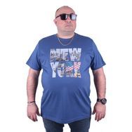 Moc Grande 23129 New York Büyük Beden İndigo Erkek T-shirt