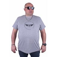Moc Grande 23130 Harley Wood Büyük Beden Gri Melanj Erkek T-shirt