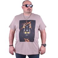 Moc Grande 23138 Lion Büyük Beden Toprak Erkek T-shirt
