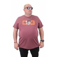 Moc Grande 23180 Be Happy Büyük Beden Sıfır Yaka Eflatun Erkek T-shirt