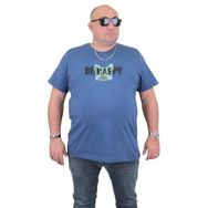 Moc Grande 24131 Be Happy Büyük Beden Sıfır Yaka İndigo Erkek T-shirt