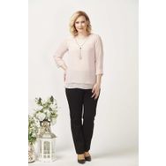 Moda Berray 1934 Açık Pembe Kolyeli Şifon Büyük Beden Şık Kadın Bluz