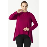Moda Berray 2350 Violet Desenli Asimetrik Kesim Uzun Kollu Büyük Beden Kadın Bluz