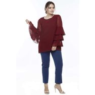 Moda Berray 28009 Bordo Kolları Fırfırlı Büyük Beden Kadın Bluz