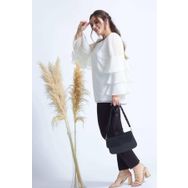 Moda Berray 28009 Ekru Kolları Fırfırlı Büyük Beden Kadın Bluz