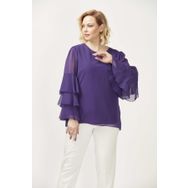 Moda Berray 28009 Mor Kolları Fırfırlı Büyük Beden Kadın Bluz