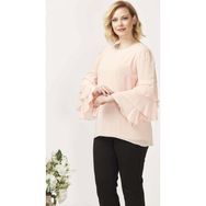 Moda Berray 28009 Somon Kolları Fırfırlı Büyük Beden Kadın Bluz