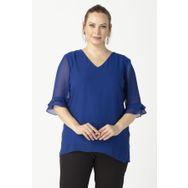 Moda Berray 3130 Saks Şifon Şık Tam Kalıp Büyük Beden Kadın Bluz