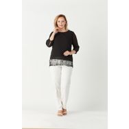 Moda Berray 4046 Siyah Şifon Payet Dantel Kombinli Büyük Beden Şık Kadın Bluz