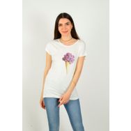 ModaHep Beyaz Baskılı Kadın T-Shirt
