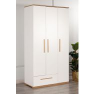 Modalife Eva 301 3 Kapaklı 1 Çekmeceli Ceviz Beyaz Gardrop