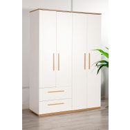 Modalife Eva 402 4 Kapaklı 2 Çekmeceli Ceviz Beyaz Gardrop