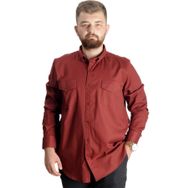 Mode XL 20360 Bordo Uzun Kol Gabardin Çift Cep Erkek Gömlek