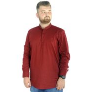 Mode XL 20388 Bordo Keten Likralı UKol Hakim Yaka Erkek Gömlek