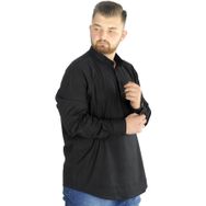 Mode XL 20388 Siyah Keten Likralı Uzun Kol Hakim Yaka Erkek Gömlek