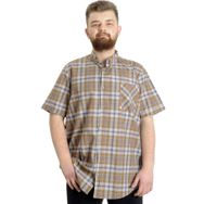 Mode XL 23301 Kahverengi Ekose Kısa Kollu Erkek Gömlek