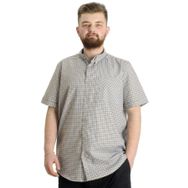 Mode XL 23301 Koyu Kahve Ekose Kısa Kollu Erkek Gömlek