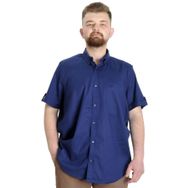 Mode XL 23302 İndigo Gabardin Kısa Kol Tek Cep Erkek Gömlek